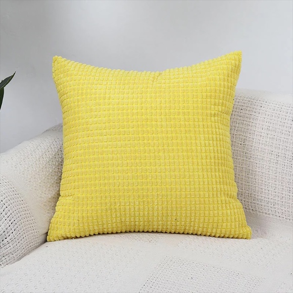 Textured Corduroy-Inspired Throw Pillow Cover – 18" x 18", Soft Waffle Weave - Picture 7 of 7